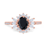 Vintage Oval Engagement Ring Simulated Cubic Zirconia 925 Sterling Silver