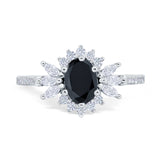 Vintage Oval Engagement Ring Simulated Cubic Zirconia 925 Sterling Silver