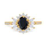Vintage Oval Engagement Ring Simulated Cubic Zirconia 925 Sterling Silver