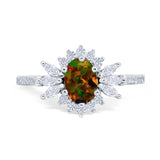 Vintage Oval Engagement Ring Simulated Cubic Zirconia 925 Sterling Silver