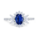 Vintage Oval Engagement Ring Simulated Cubic Zirconia 925 Sterling Silver