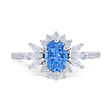 Vintage Oval Engagement Ring Simulated Cubic Zirconia 925 Sterling Silver
