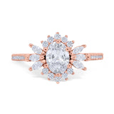 Vintage Oval Engagement Ring Simulated Cubic Zirconia 925 Sterling Silver