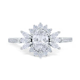Vintage Oval Engagement Ring Simulated Cubic Zirconia 925 Sterling Silver