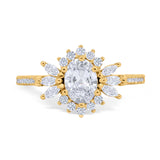 Vintage Oval Engagement Ring Simulated Cubic Zirconia 925 Sterling Silver