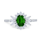 Vintage Oval Engagement Ring Simulated Cubic Zirconia 925 Sterling Silver