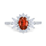 Vintage Oval Engagement Ring Simulated Cubic Zirconia 925 Sterling Silver