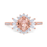 Vintage Oval Engagement Ring Simulated Cubic Zirconia 925 Sterling Silver