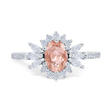 Vintage Oval Engagement Ring Simulated Cubic Zirconia 925 Sterling Silver