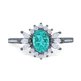 Vintage Oval Engagement Ring Simulated Cubic Zirconia 925 Sterling Silver