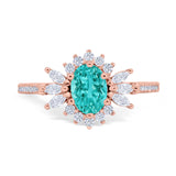 Vintage Oval Engagement Ring Simulated Cubic Zirconia 925 Sterling Silver