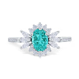 Vintage Oval Engagement Ring Simulated Cubic Zirconia 925 Sterling Silver