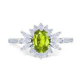 Vintage Oval Engagement Ring Simulated Cubic Zirconia 925 Sterling Silver