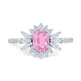 Vintage Oval Engagement Ring Simulated Cubic Zirconia 925 Sterling Silver