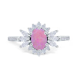 Vintage Oval Engagement Ring Simulated Cubic Zirconia 925 Sterling Silver