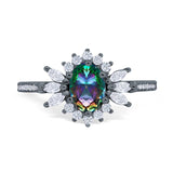 Vintage Oval Engagement Ring Simulated Cubic Zirconia 925 Sterling Silver