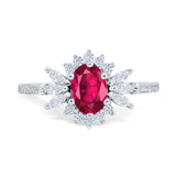 Vintage Oval Engagement Ring Simulated Cubic Zirconia 925 Sterling Silver