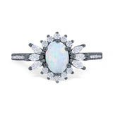 Vintage Oval Engagement Ring Simulated Cubic Zirconia 925 Sterling Silver
