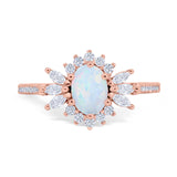 Vintage Oval Engagement Ring Simulated Cubic Zirconia 925 Sterling Silver