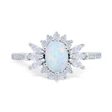 Vintage Oval Engagement Ring Simulated Cubic Zirconia 925 Sterling Silver