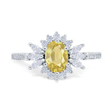 Vintage Oval Engagement Ring Simulated Cubic Zirconia 925 Sterling Silver