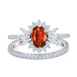 Two Piece Art Deco Marquise Simulated CZ Wedding Ring 925 Sterling Silver
