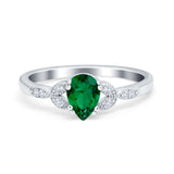 Art Deco Teardrop Bridal Ring Simulated Cubic Zirconia 925 Sterling Silver