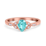 Art Deco Teardrop Bridal Ring Simulated Cubic Zirconia 925 Sterling Silver