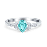 Art Deco Teardrop Bridal Ring Simulated Cubic Zirconia 925 Sterling Silver