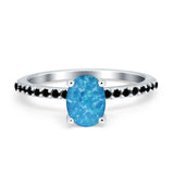 Accent Art Deco Wedding Ring Black Simulated Cubic Zirconia 925 Sterling Silver