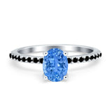 Accent Art Deco Wedding Ring Black Simulated Cubic Zirconia 925 Sterling Silver