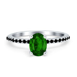 Accent Art Deco Wedding Ring Black Simulated Cubic Zirconia 925 Sterling Silver