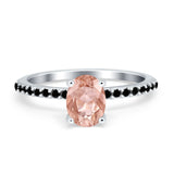 Accent Art Deco Wedding Ring Black Simulated Cubic Zirconia 925 Sterling Silver