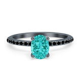 Accent Art Deco Wedding Ring Black Simulated Cubic Zirconia 925 Sterling Silver