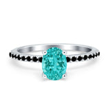 Accent Art Deco Wedding Ring Black Simulated Cubic Zirconia 925 Sterling Silver