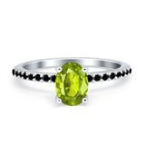 Accent Art Deco Wedding Ring Black Simulated Cubic Zirconia 925 Sterling Silver