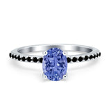 Accent Art Deco Wedding Ring Black Simulated Cubic Zirconia 925 Sterling Silver