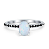 Accent Art Deco Wedding Ring Black Simulated Cubic Zirconia 925 Sterling Silver