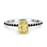Accent Art Deco Wedding Ring Black Simulated Cubic Zirconia 925 Sterling Silver