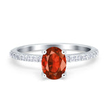 Oval Solitaire Accent Wedding Ring Simulated Cubic Zirconia 925 Sterling Silver