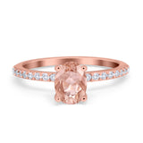 Oval Solitaire Accent Wedding Ring Simulated Cubic Zirconia 925 Sterling Silver