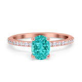 Oval Solitaire Accent Wedding Ring Simulated Cubic Zirconia 925 Sterling Silver