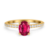 Oval Solitaire Accent Wedding Ring Simulated Cubic Zirconia 925 Sterling Silver