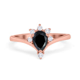 Teardrop V Chevron Engagement Ring Simulated Cubic Zirconia 925 Sterling Silver