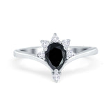 Teardrop V Chevron Engagement Ring Simulated Cubic Zirconia 925 Sterling Silver