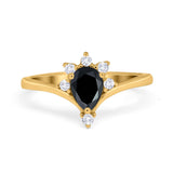 Teardrop V Chevron Engagement Ring Simulated Cubic Zirconia 925 Sterling Silver