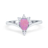 Teardrop V Chevron Engagement Ring Simulated Cubic Zirconia 925 Sterling Silver