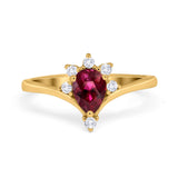 Teardrop V Chevron Engagement Ring Simulated Cubic Zirconia 925 Sterling Silver