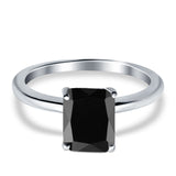 Emerald Simulated Cubic Zirconia Cathedral Engagement Ring 925 Sterling Silver Center Stone-(7mmx5mm)