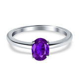 Simulated Cubic Zirconia Cathedral Wedding Ring 925 Sterling Silver Center Stone-(7mmx5mm)
